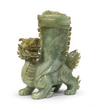 A CHINESE SERPENTINITE VASE 20TH CENTURY.