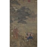 A CHINESE MIXED MEDIA PAINTING ON SILK 16TH CENTURY.