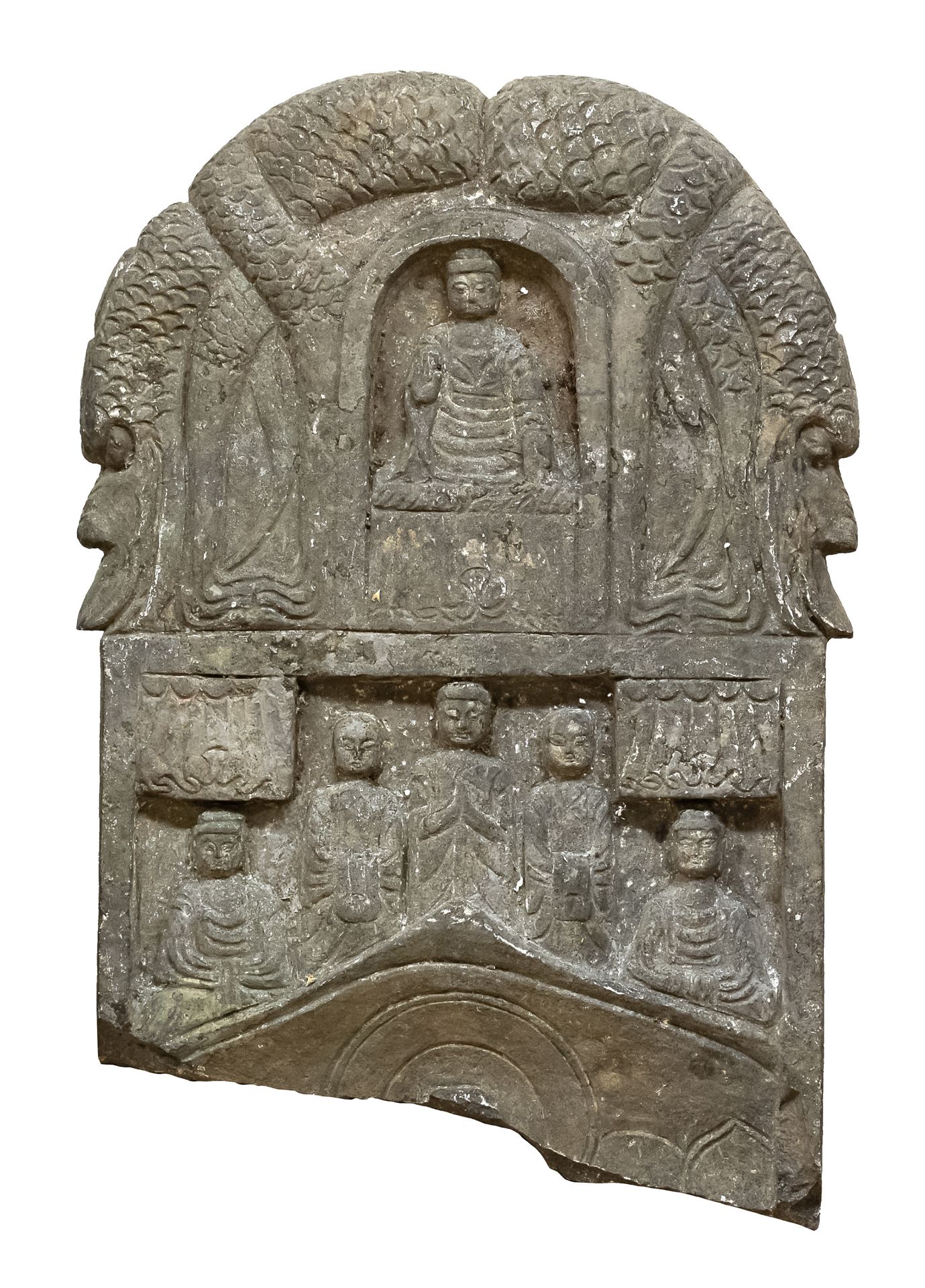 A CHINESE STONE STELE 17TH CENTURY. MISSING PART.