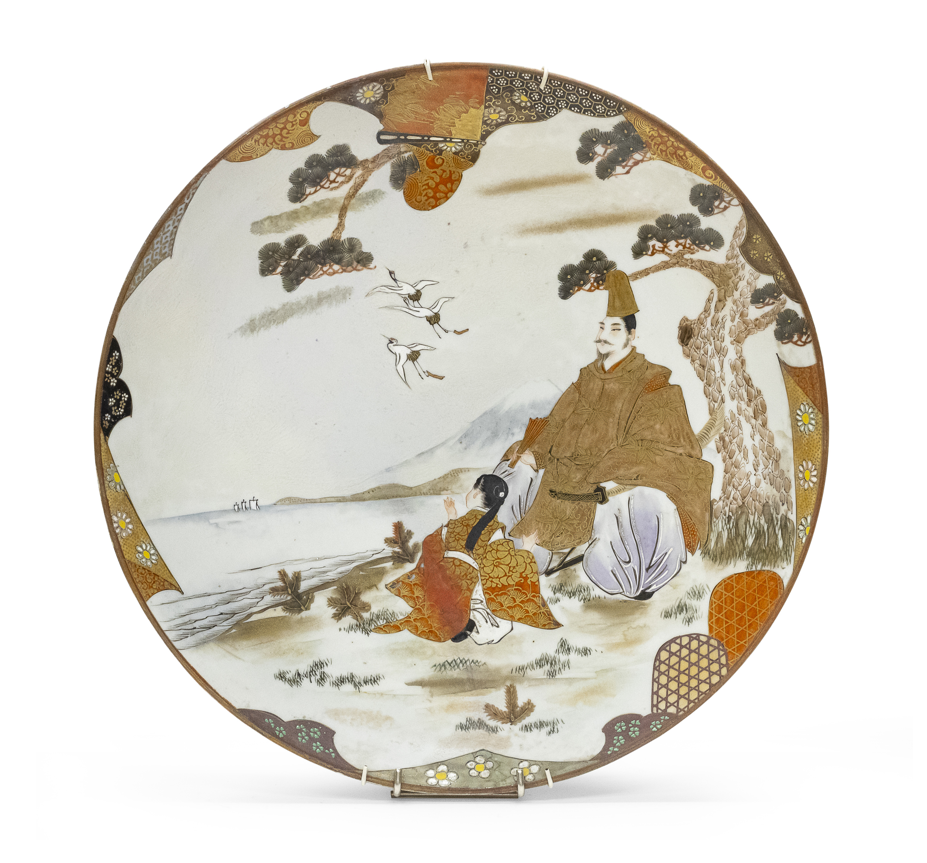 A JAPANESE POLYCHROME AND GOLD ENAMELED PORCELAIN PLATE LATE 19TH CENTURY