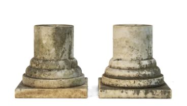 PAIR OF SMALL WHITE MARBLE BASES 19th CENTURY