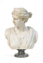 BUST OF DIANA IN WHITE MARBLE 20TH CENTURY