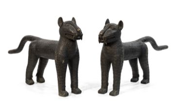 PAIR OF MYTHOLOGICAL BRONZE ANIMALS INDIA 19TH CENTURY