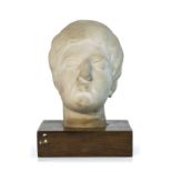 WOMAN'S HEAD IN WHITE MARBLE EARLY 20TH CENTURY