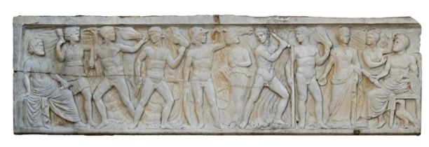 BAS-RELIEF OF A SARCOPHAGUS IN WHITE MARBLE 19TH CENTURY