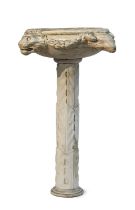 COMPOSITE BAPTISMAL FONT IN WHITE MARBLE ANCIENT ELEMENTS