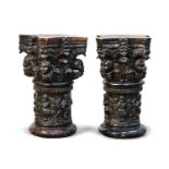 PAIR OF WALNUT WOOD CAPITALS END OF THE 19TH CENTURY