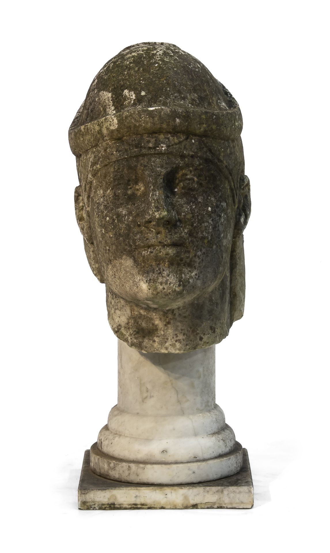 WHITE MARBLE HEAD 18TH CENTURY - Image 2 of 3