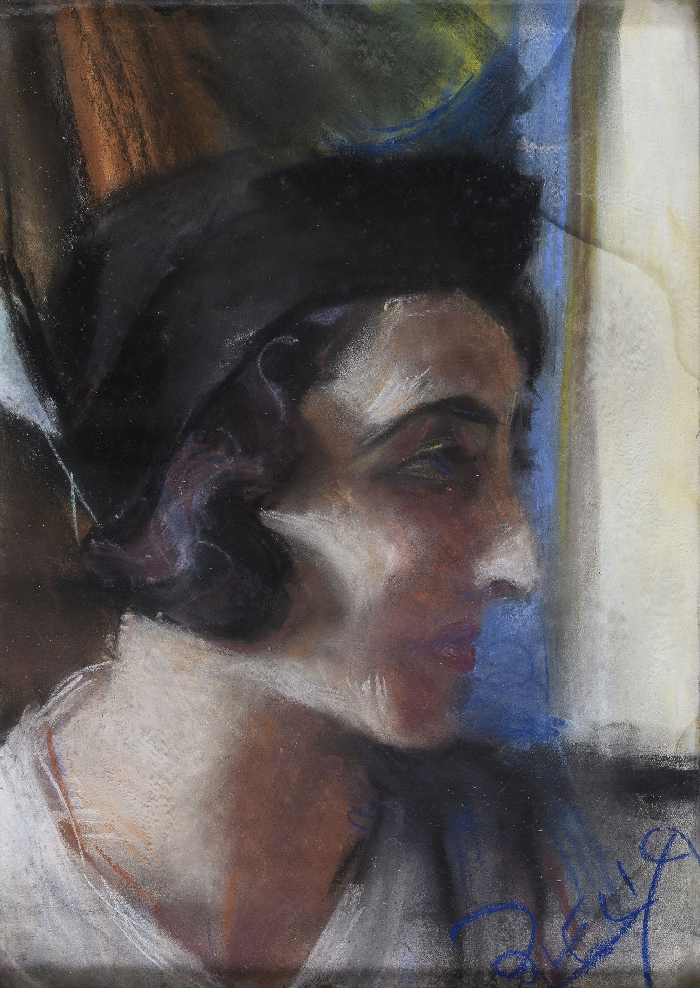 PASTEL PORTRAIT OF A WOMAN BY ELICA BALLA 1930s