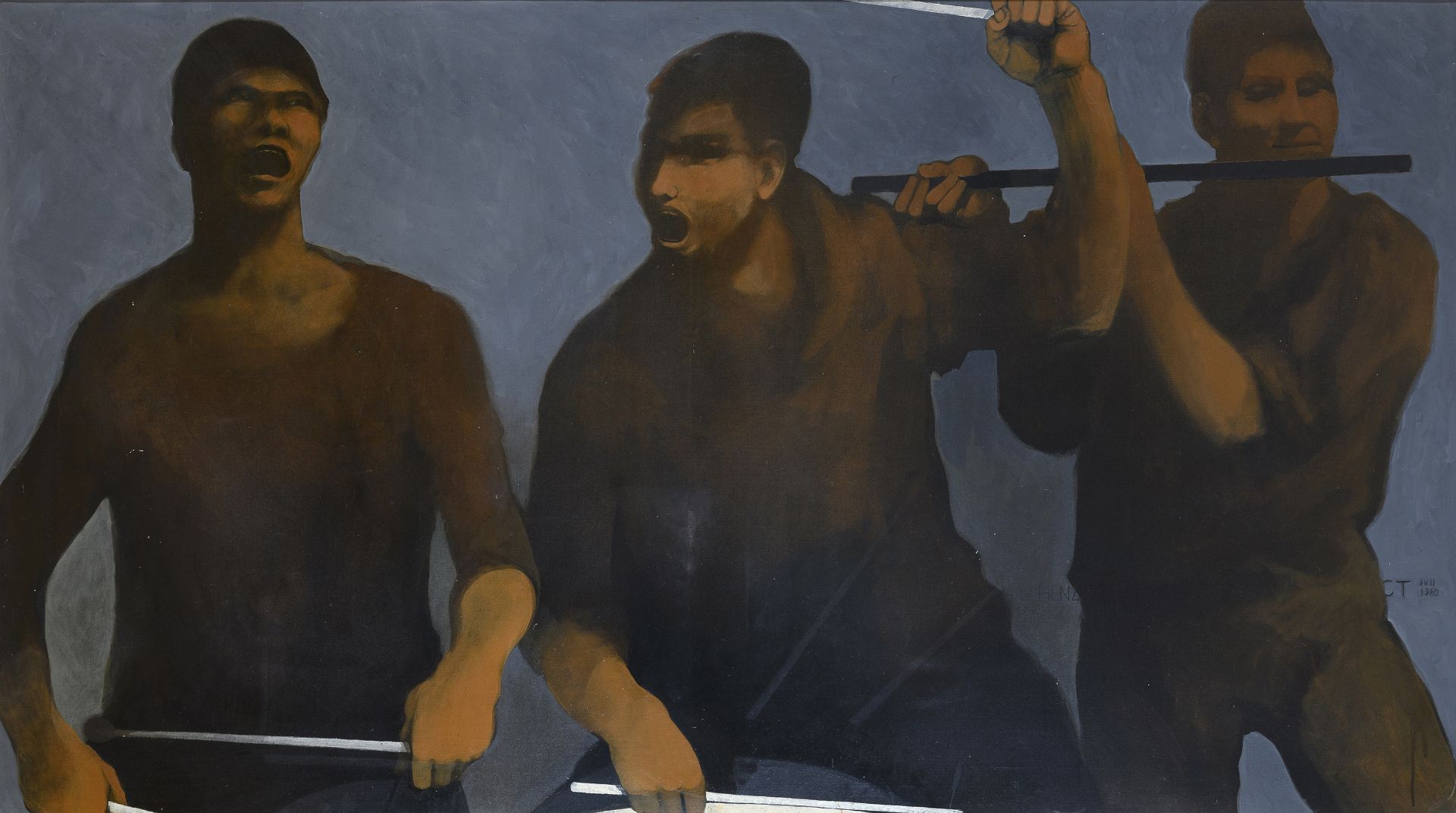 OIL PAINTING MUSICIANS BY CARL TIMNER 1960