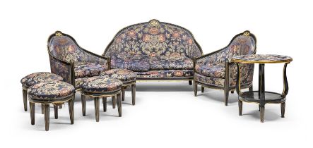 LACQUERED WOOD LIVING ROOM SET DECÒ PERIOD FRANCE