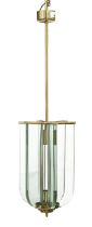 BRASS AND GLASS HANGING LAMP BY LUIGI FONTANA MILAN 1970s