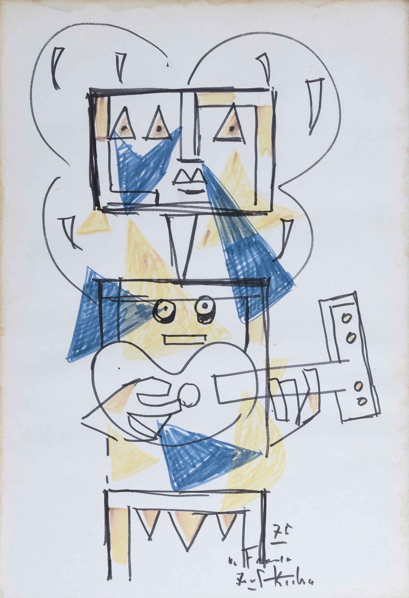 FELT PEN DRAWING BY IBRAHIM KODRA 1975