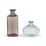 PAIR OF GLASS BOTTLES VENINI MURANO 1980s