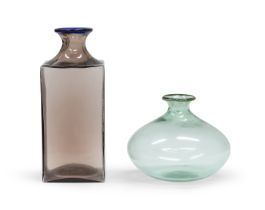 PAIR OF GLASS BOTTLES VENINI MURANO 1980s