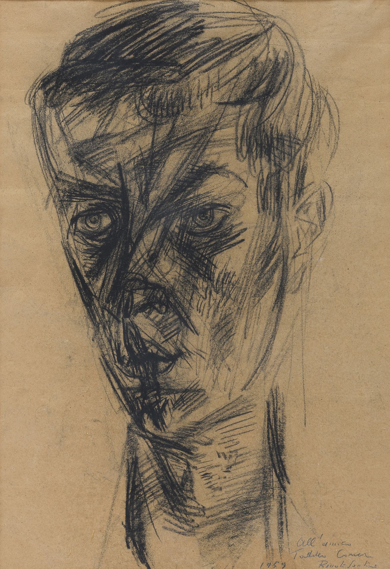 CHARCOAL PORTRAIT BY RENATO SANTINI 1959