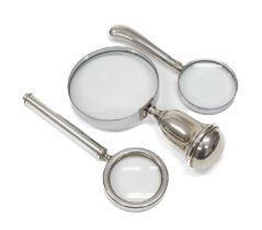 THREE SILVER MAGNIFYING GLASSES POST 2000 ENGLAND