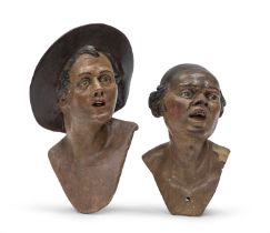 TWO SMALL CERAMIC NATIVITY BUSTS NAPLES LATE 18TH CENTURY