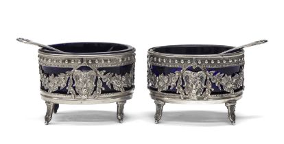 PAIR OF SILVER SALT CELLARS FRANCE EARLY 19TH CENTURY