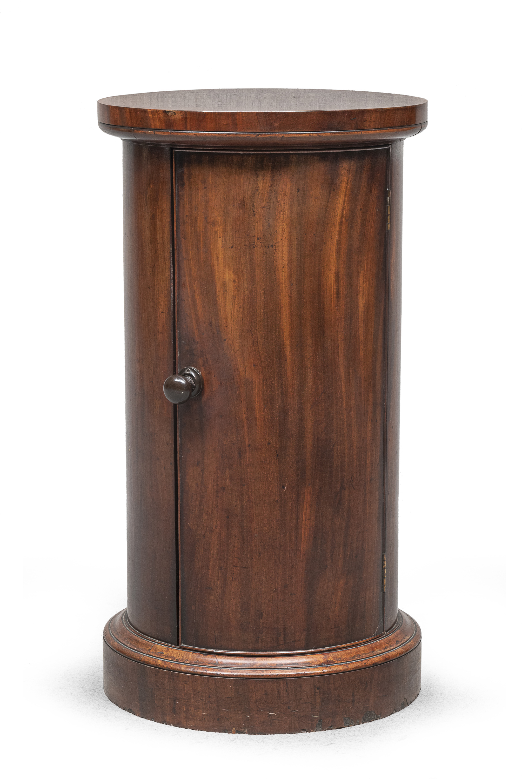 MAHOGANY CYLINDER BEDSIDE TABLE LATE 19TH CENTURY