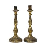 PAIR OF GILTWOOD CANDLESTICKS LATE 18TH CENTURY