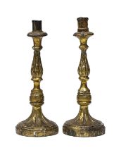 PAIR OF GILTWOOD CANDLESTICKS LATE 18TH CENTURY