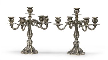 PAIR OF SILVER CANDELABRA UDINE 1944/1968