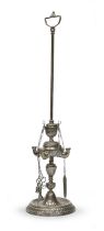 SILVER -PLATED OIL LAMP LATE 19TH CENTURY