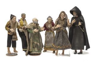 SIX CRIB FIGURES NAPLES 19TH CENTURY