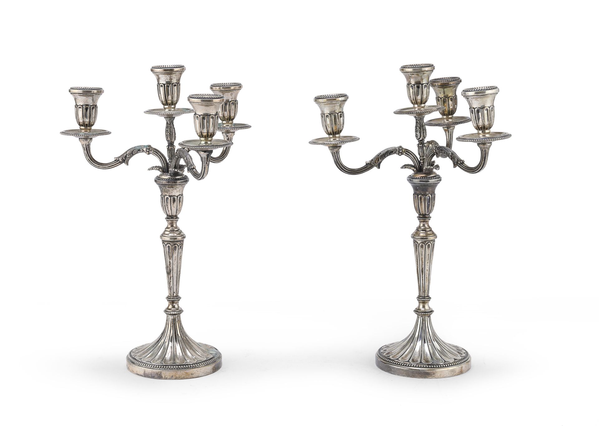 PAIR OF SILVER CANDELABRA ITALY approx. 1950.