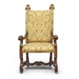 WALNUT THRONE PROBABLY 18th CENTURY FRANCE