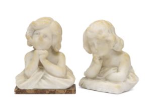 PAIR OF SMALL ALABASTER SCULPTURES LATE 19TH CENTURY