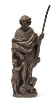 SCULPTURE OF SAN ROCCO IN OAK NORTHERN ITALY 18TH CENTURY