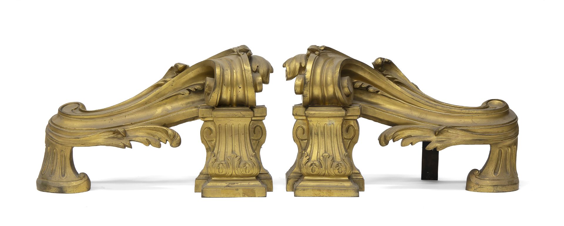 BEAUTIFUL PAIR OF BRONZE FIREDOGS 18TH CENTURY