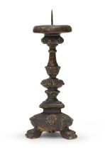 LACQUERED WOOD CANDLESTICK PROBABLY SICILY 18TH CENTURY