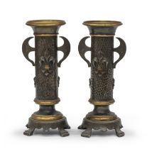 PAIR OF BURNISHED BRONZE CANDLESTICKS 19th CENTURY