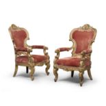 PAIR OF GILTWOOD ARMCHAIRS 19th CENTURY