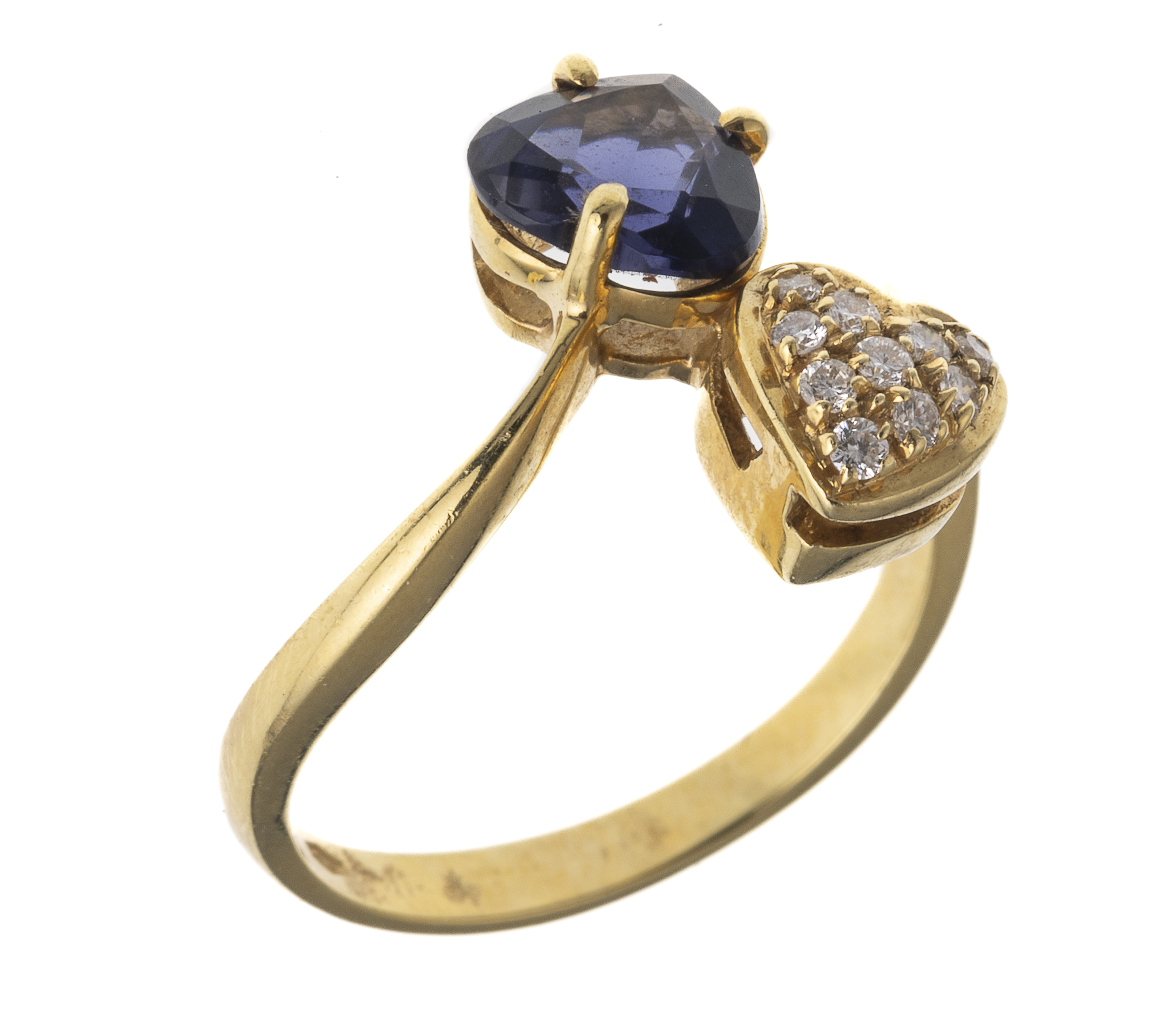 GOLD RING WITH DIAMONDS AND LOCITE