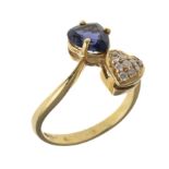 GOLD RING WITH DIAMONDS AND LOCITE