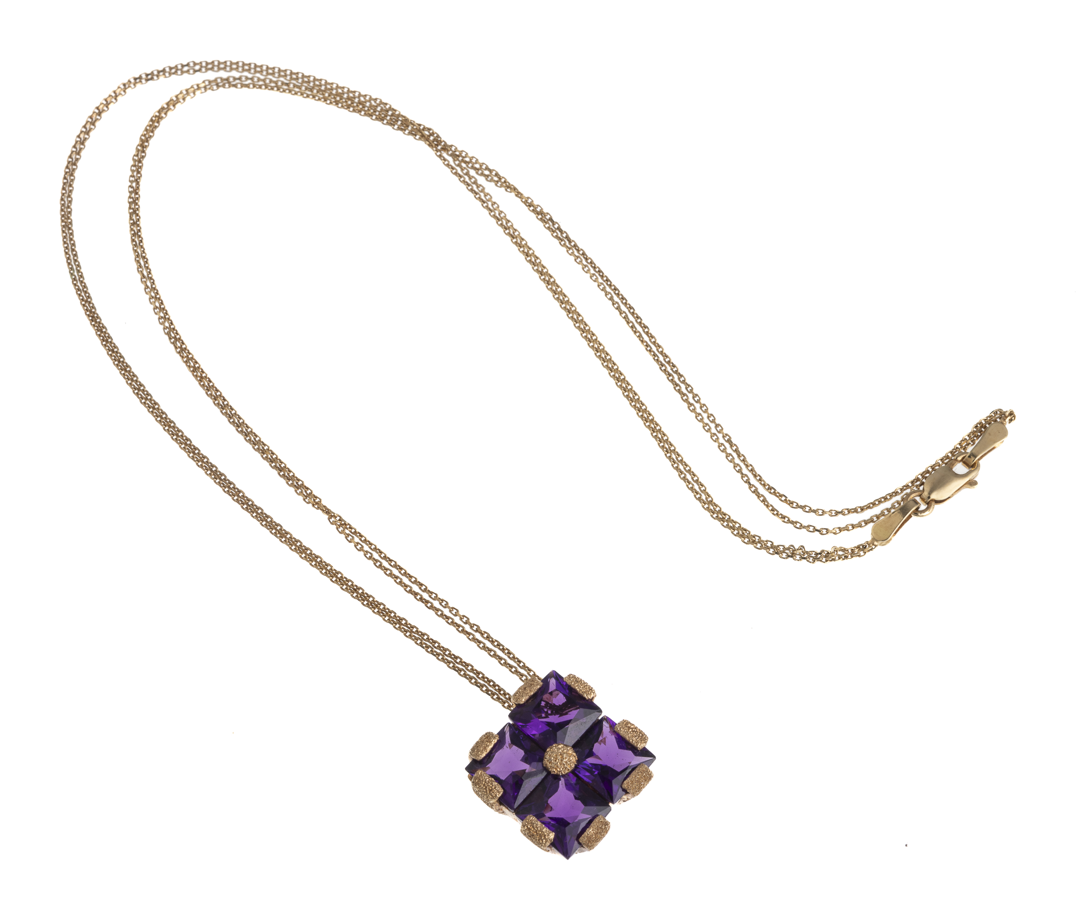 TWO-STRAND GOLD NECKLACE WITH AMETHYSTS