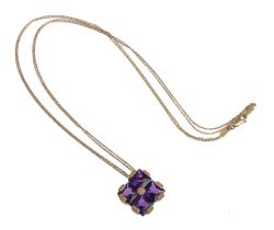 TWO-STRAND GOLD NECKLACE WITH AMETHYSTS