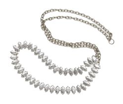 SILVER-PLATED NECKLACE WITH RHINESTONE 90'S