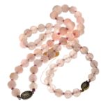 FOURTEEN PINK QUARTZ NECKLACES