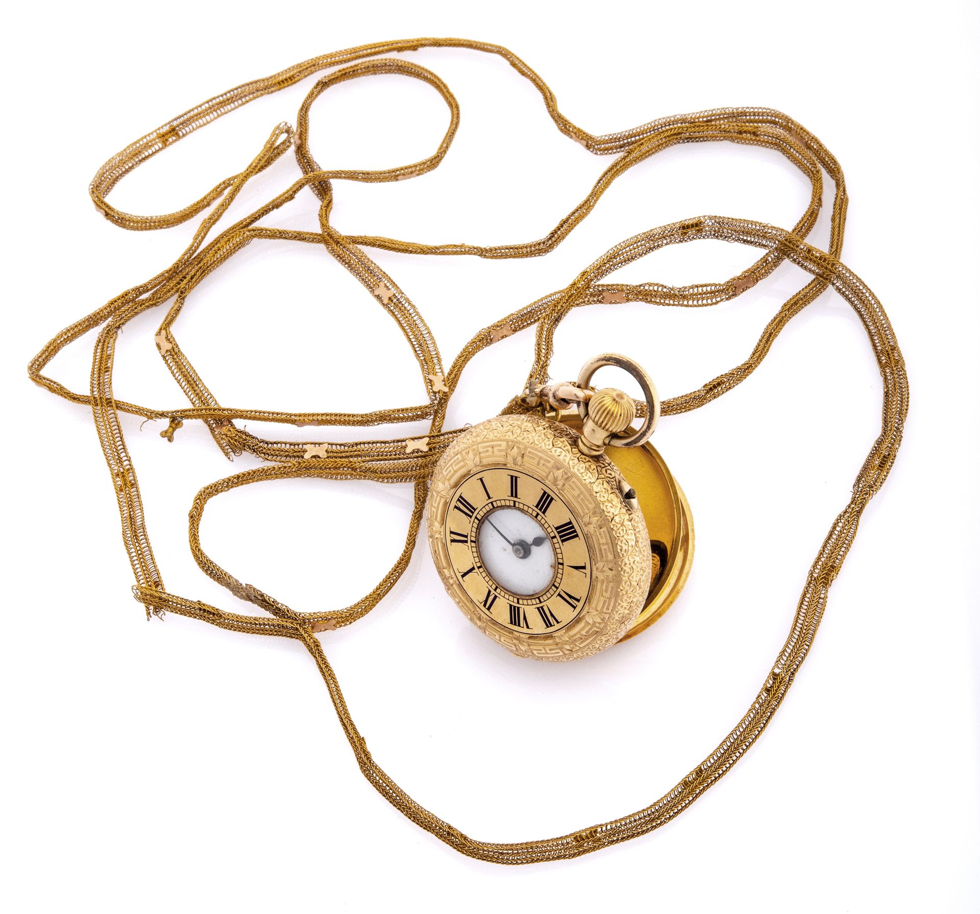 GOLD POCKET WATCH WITH GOLD CHAIN