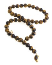 TIGER'S EYE NECKLACE WITH GOLD CLASP