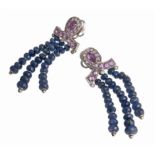 PAIR OF EARRINGS WITH SAPPHIRES AND DIAMONDS