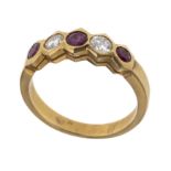GOLD RING WITH RUBIES AND DIAMONDS