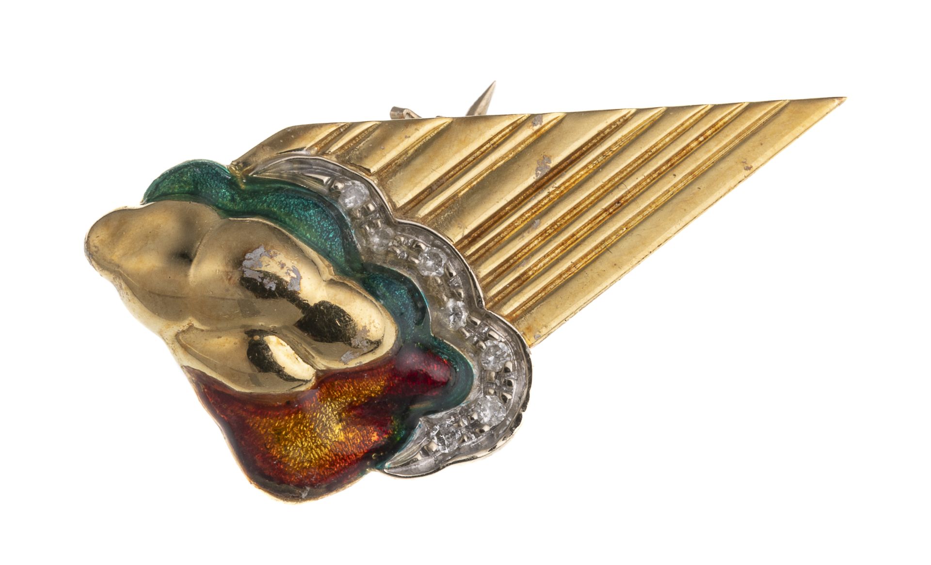 GOLD BROOCH WITH ENAMEL