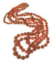 THREE-STRAND PINK CORAL NECKLACE