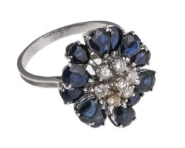 WHITE GOLD RING WITH DIAMONDS AND SAPPHIRES